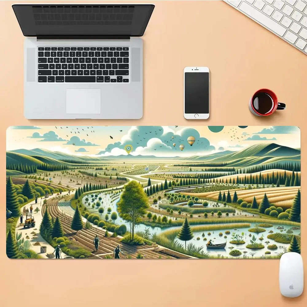

Surrealist Illustration Mouse Pad Desk Mouse Pad Cute HD Desk Pad Extended Gaming Keyboard Mats Large XXL Gamer Mousepad 90x40
