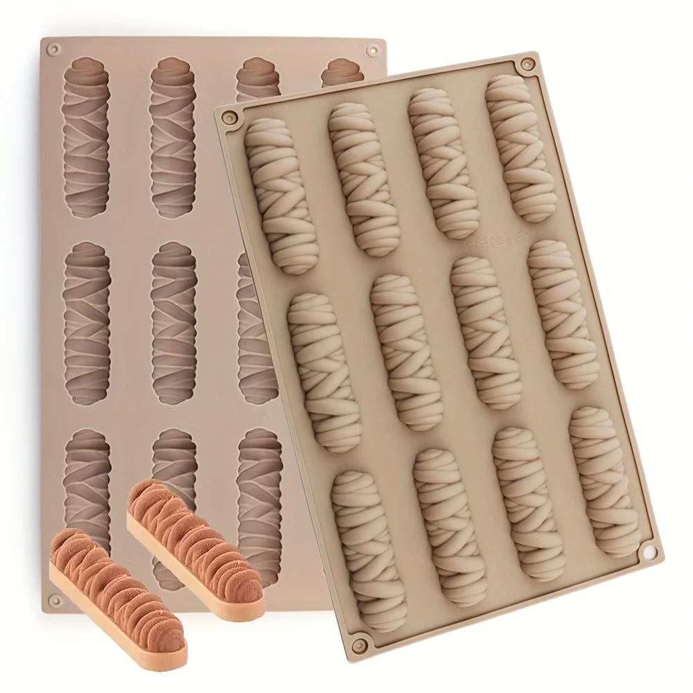 1 Silicone Spiral-Shaped Long Cookie Mold, Silicone Mousse Rectangular Cake Mold Baking Tool That Can Make Cakes, Chocolate Bars, Mousse, Cookies, Crayons, Etc