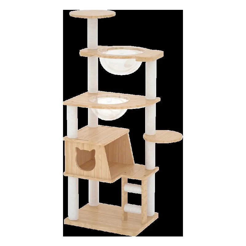 Cat Climbing Frame, Cat Nest, Integrated Tree, All Solid Wood, No Footprint, Pine, Shelf, Space Capsule