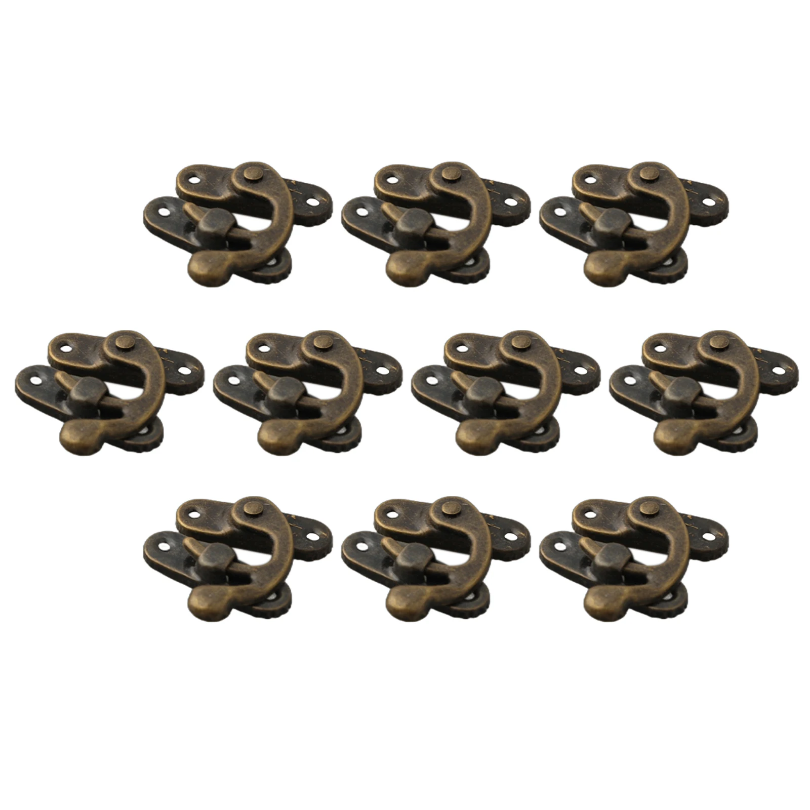 صندوق خشبي صغير عتيق من البرونز مزلاج قفل بمشبك 10 قطع مع مسامير هوك يمين لصناديق المجوهرات وصناديق الأدوات وصناديق التخزين