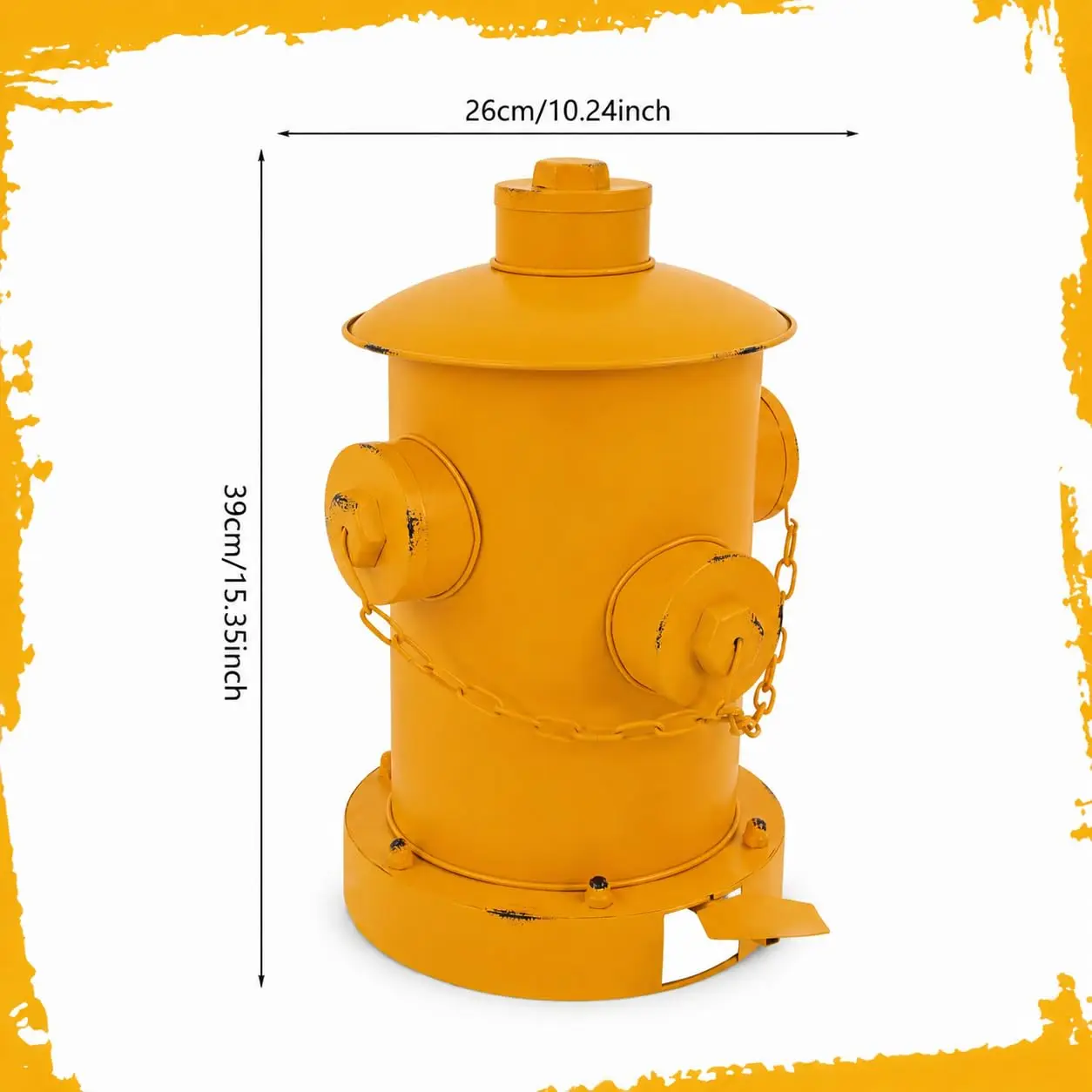 Fire Hydrant Trash Can with Lid, Yellow, Retro Outdoor Trash Can, Customized