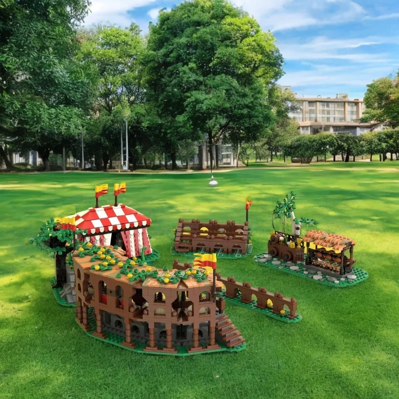 

1882 Parts Medieval Castle Model MOC Building Bricks Grandstand Tent Stable Modular Technology Gifts Holiday Assemble Toy Suit