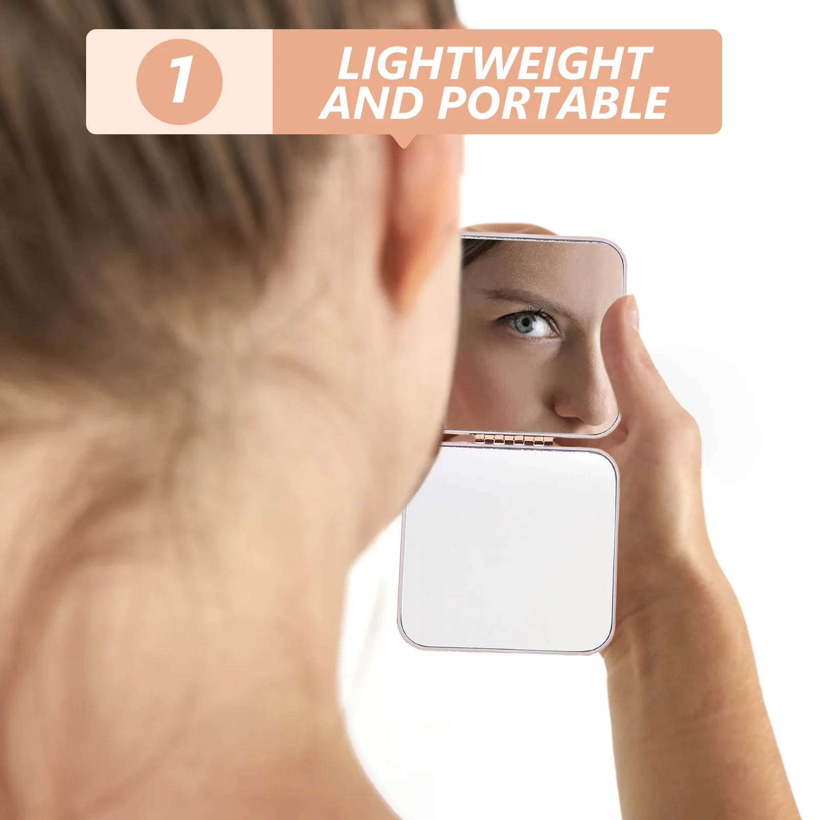 2Pcs Folding Makeup Mirror Portable Metal Compact Chrome Rose Gold Small Hand Mirror Travel Purse Makeup Touchup