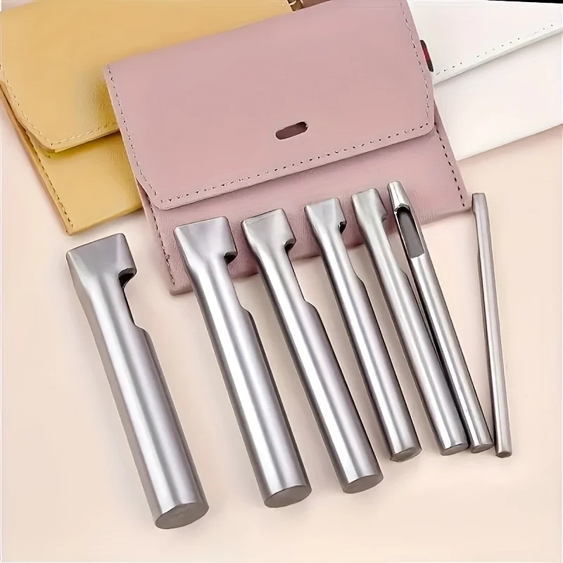 

5pcs Leather Oblong Belt Hole Puncher Oval Hole Strap Watch Band Flat Punches Heavy Duty Hollow Punch DIY Leather Craft Tools