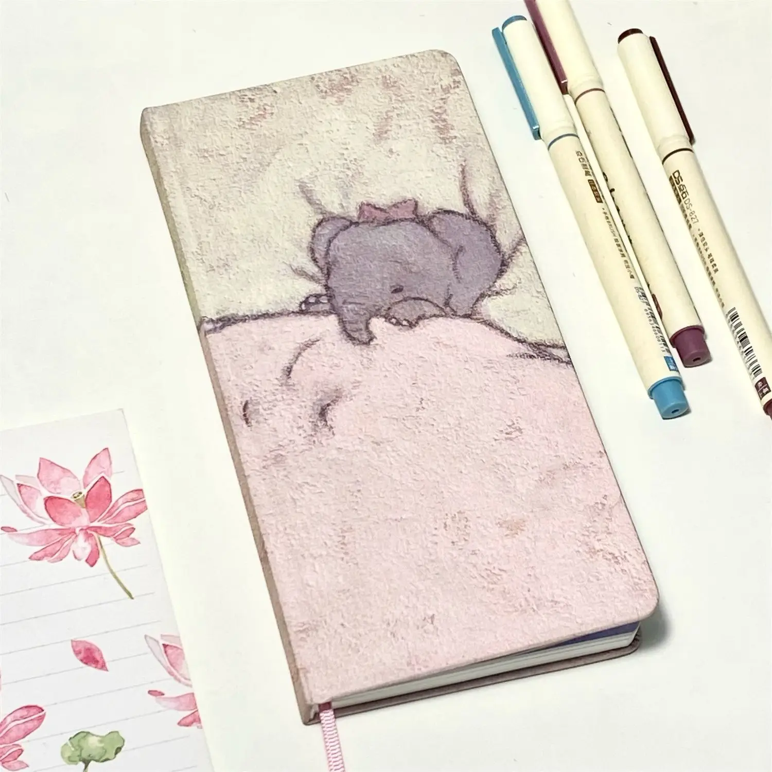 Cuaderno de planificación con horario de elefante pequeño, página interior en Color, ilustración de dibujos animados, planificador diario, libro de bolsillo portátil