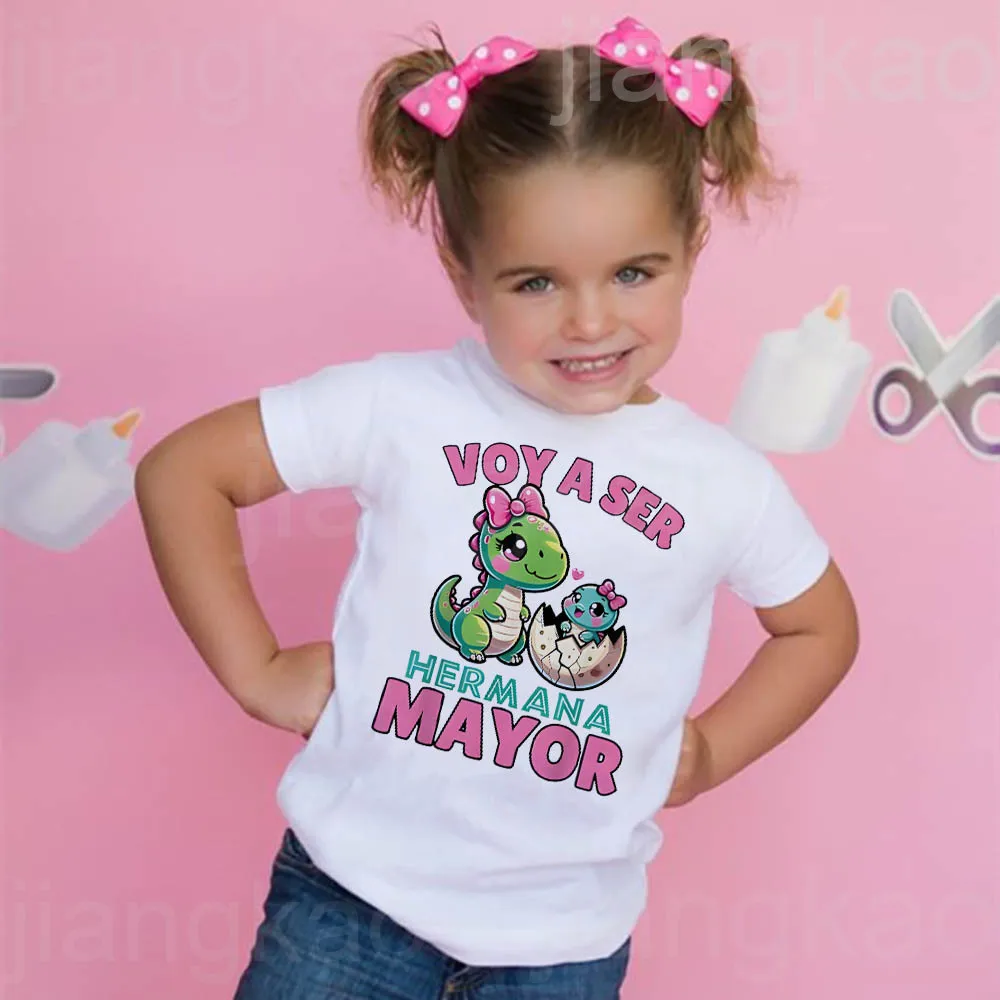 

I Will Become A Sister Spanish Printed Kids Shirt Pregnant Announcement T-shirt Girls Short Sleeve Tee Child Summer Clothes Tops