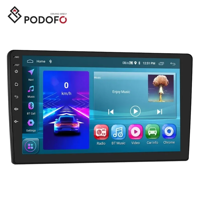 Podofo 9 Inch 2+64G Android Car Radio Double Din Car Stereo CarPlay & Android Auto GPS WIFI FM RDS BT Autoradio USA Stock