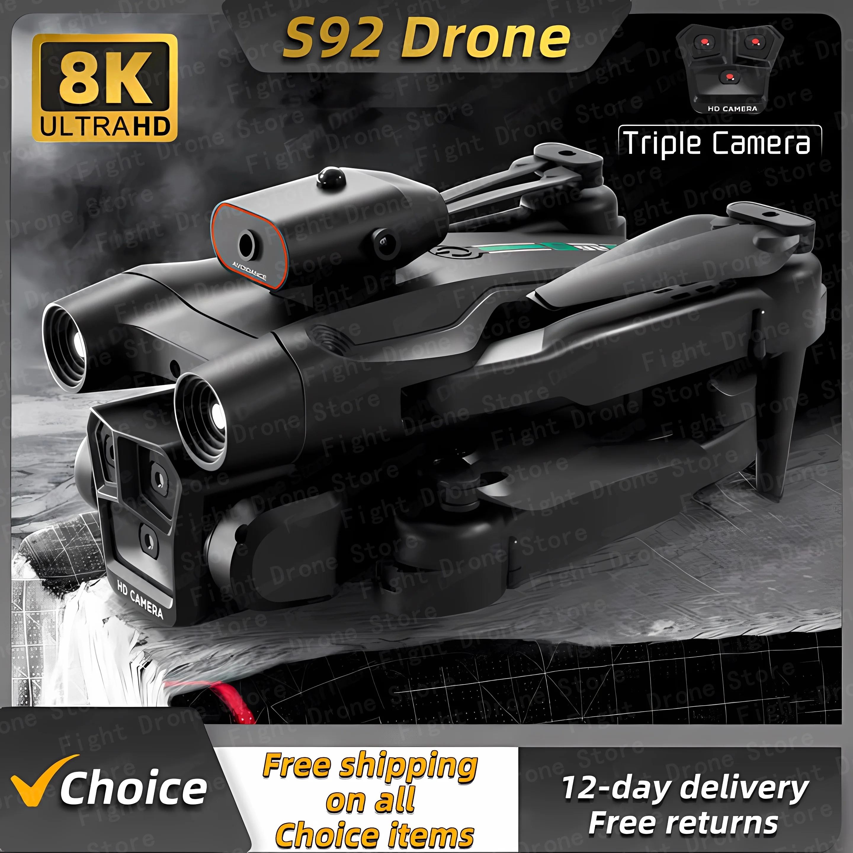 New S92 RC Drone 4K Professinal With 8K Wide Angle Optical Flow Localization Four-way Obstacle Avoidance Quadcopter