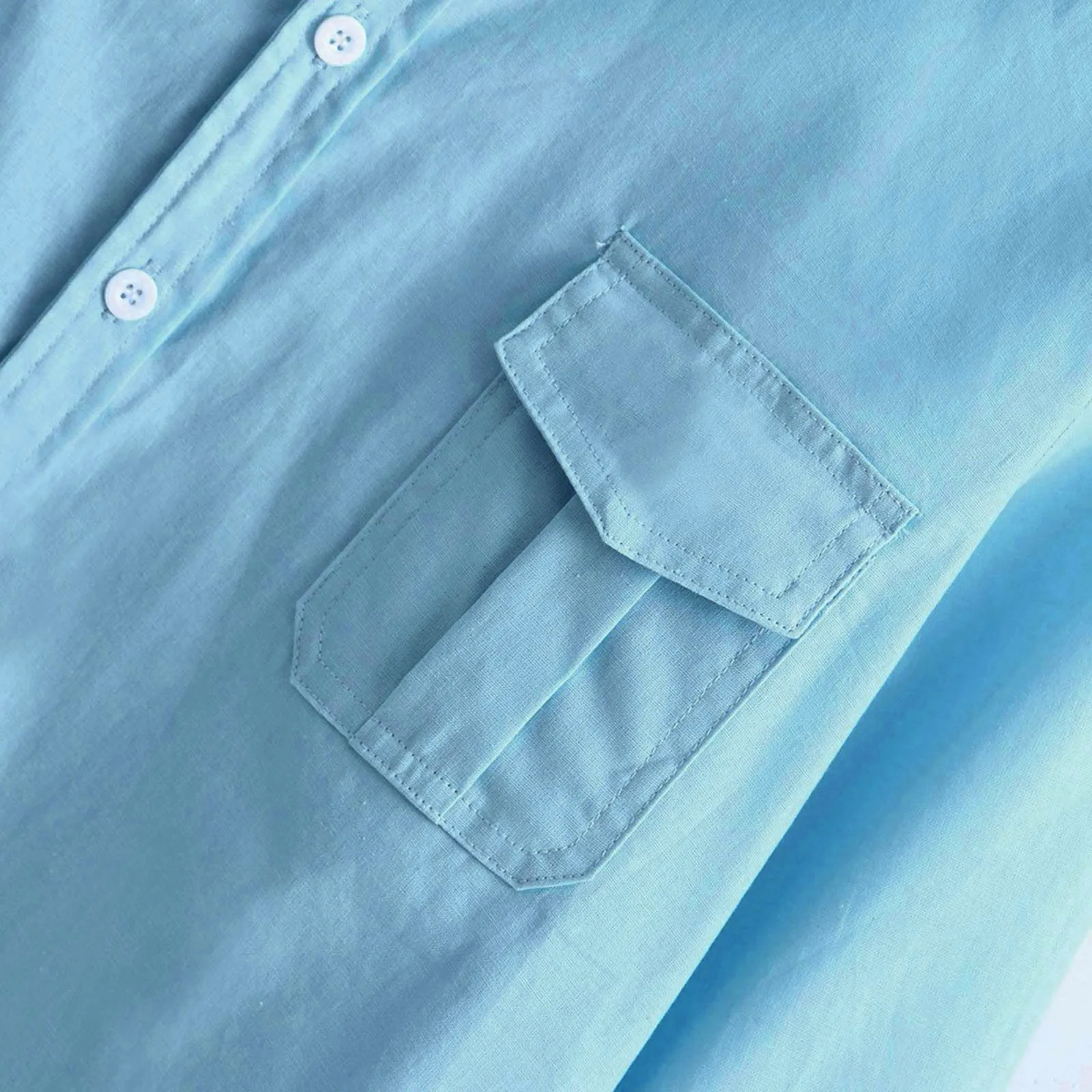 الصيف قمصان غير رسمية للرجال موضة الاتجاه القطن قميص كتان مع جيوب الصدر طويلة الأكمام التلبيب زر أسفل بلوزة بلايز