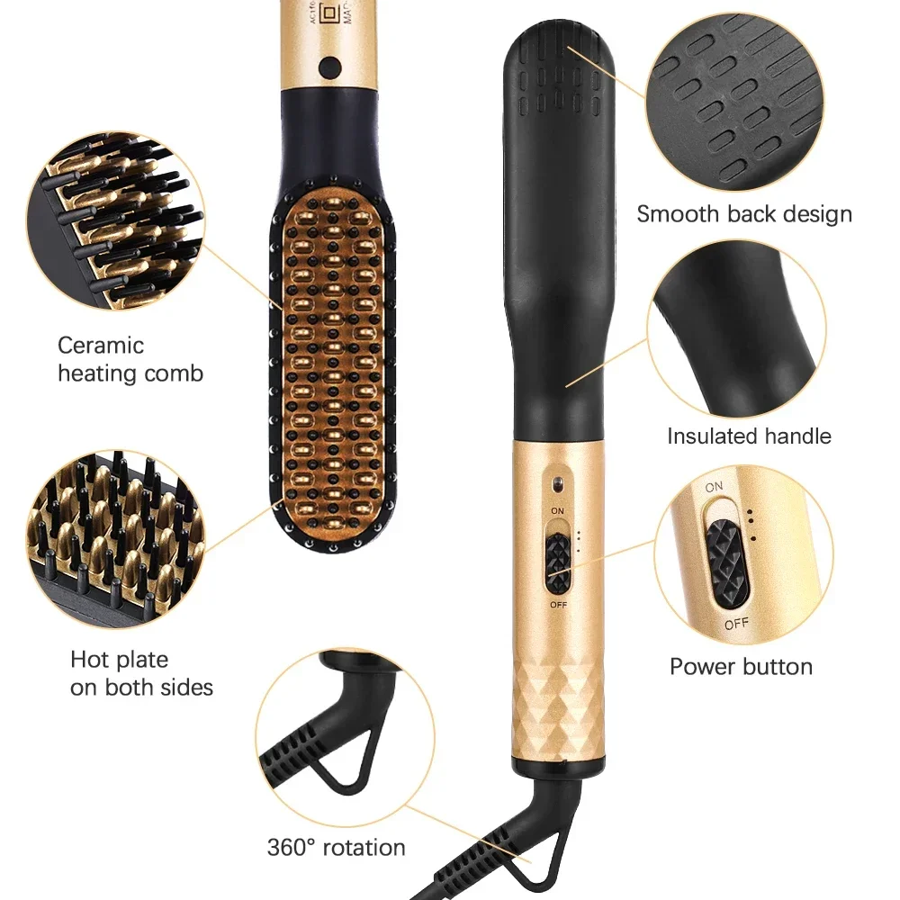 Professionele Haarkam Borstel Baard Stijltang Multifunctionele Haar Rechttrekken Kam Haarkrultang Snelle Verwarming Styling Tools