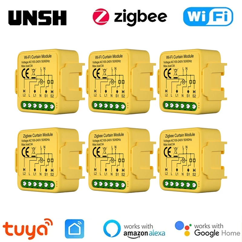 Módulo de interruptor de cortina ZigBee con WiFi inteligente, interruptor ciego para persiana enrollable, Motor eléctrico, compatible con Alexa,