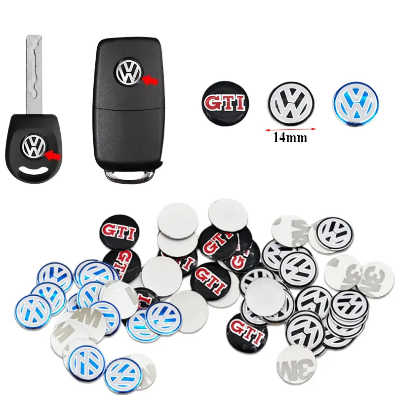 10Pcs 14mm Car Emblem Key Stickers Badge Accessories For Volkswagen VW Touran Beetle Golf Passat Jetta Polo Bora CC Lavida Caddy