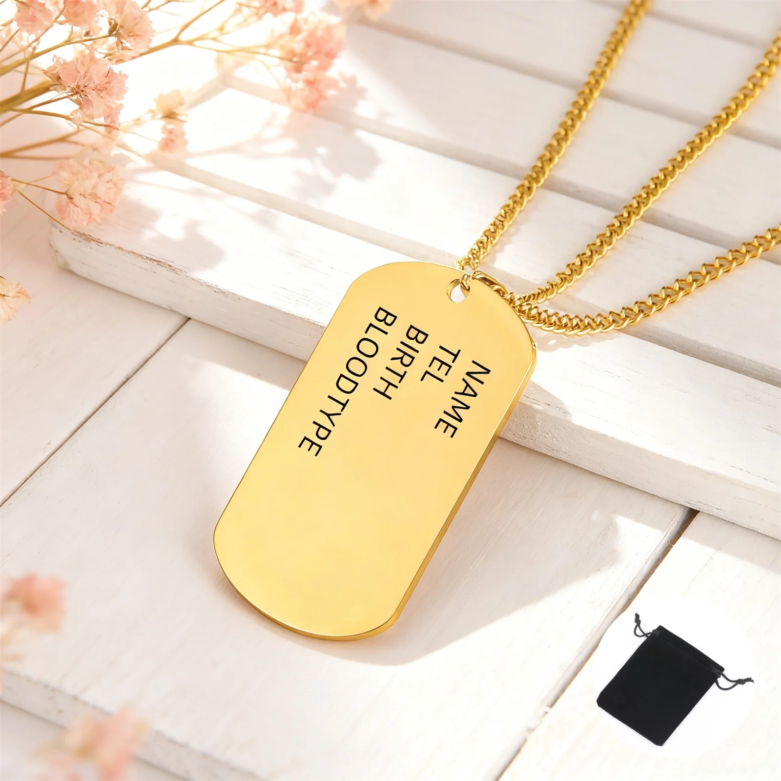 

Customized Name Phone ID Label Necklace Stainless Steel Personalized Geometric Information Logo Necklace Couple Jewelry Gift