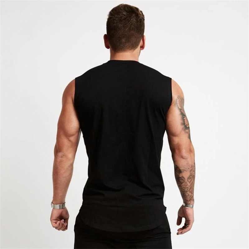 Summer Men  Gym Workout Clothing Sporting Undershirts Bodybuilding Cool Tank Top  Sleeveless Comfortable Breathable Cotton Shirt