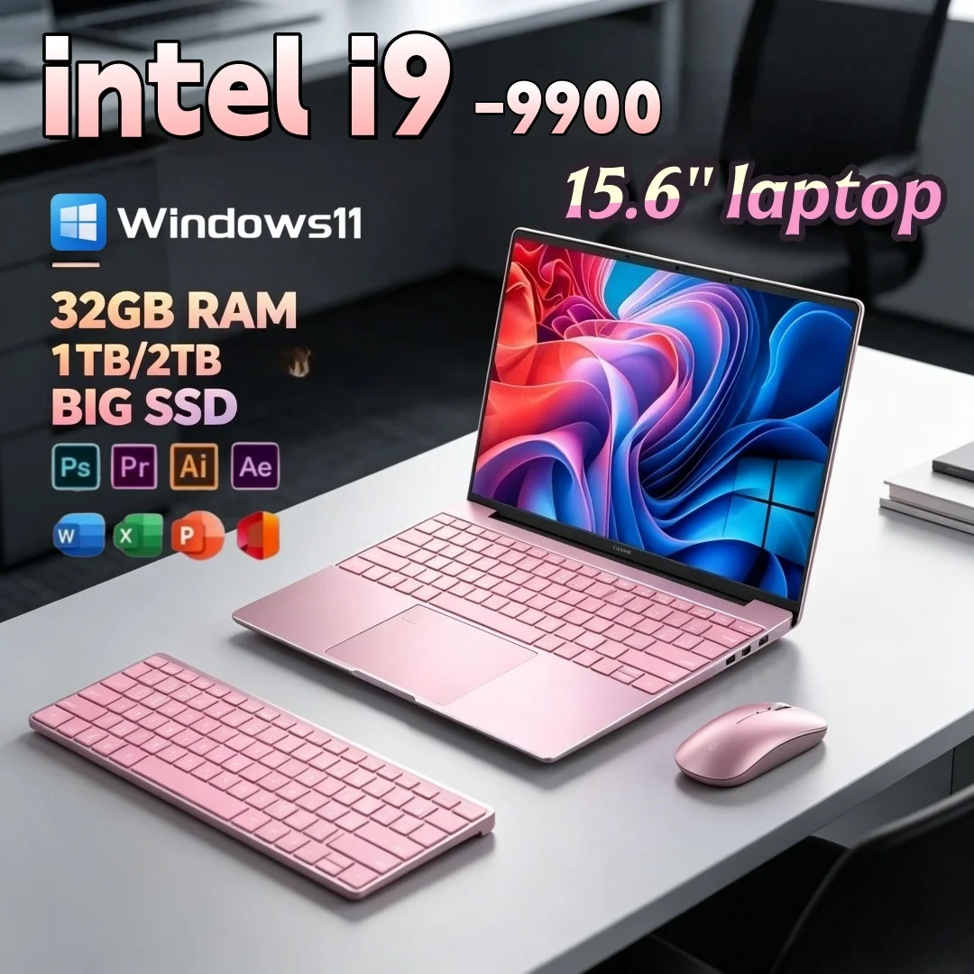 Intel I9-9900 15.6 Inch Laptop Ultra Light Processor Fingerprint Unlock 3 Color Design Office Portable Notebook Hot Sale