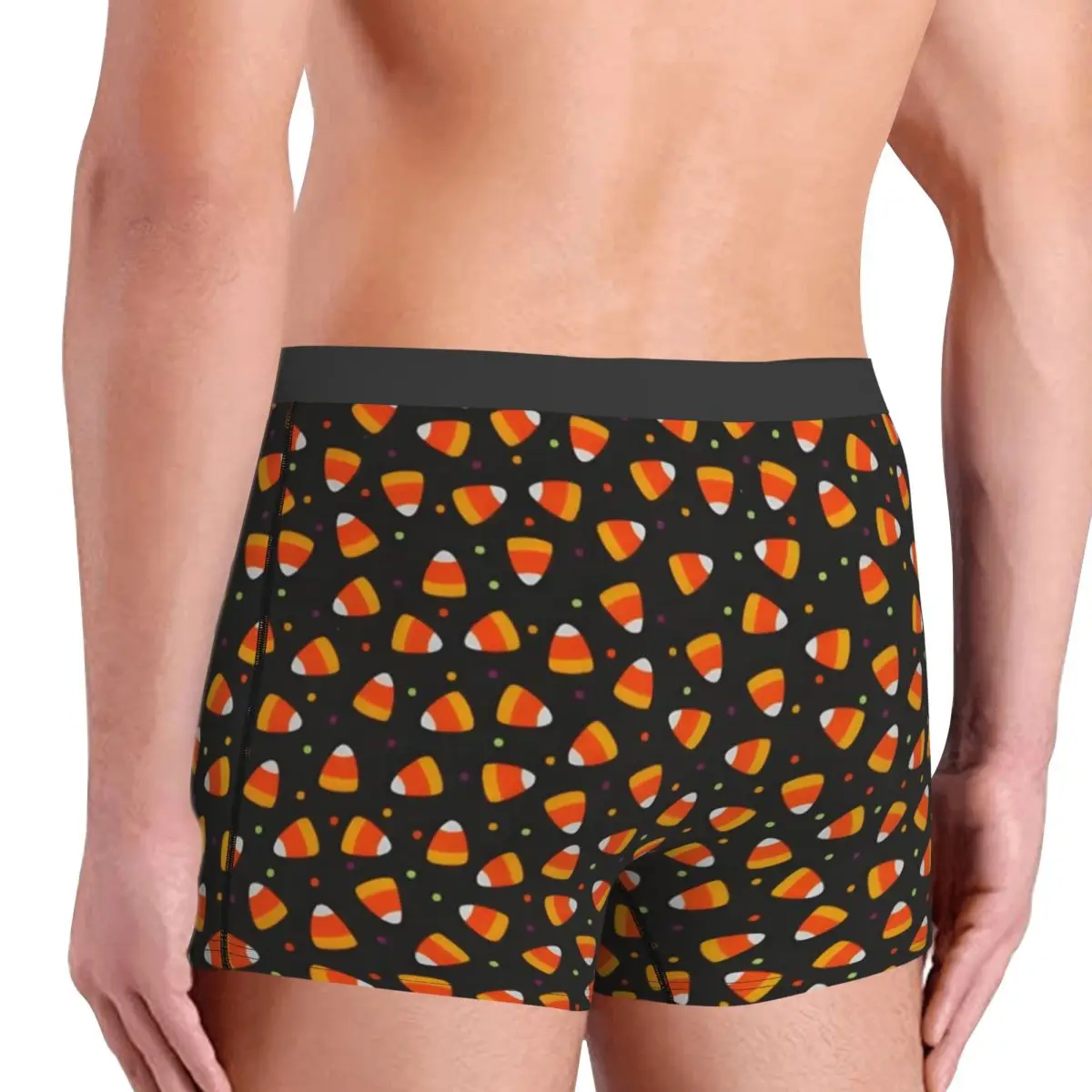 Custom Candy Corn Dots On Black Halloween Novelty Underwear Male Printed Boxer Briefs Shorts Panties Soft Underpants