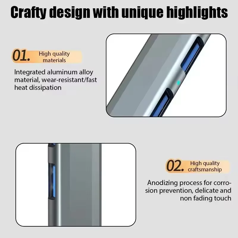 7 Ports USB 3.0 TypeC HUB Expander High Speed OTG Adapter Docking Station For PC Macbook Laptop Hard Drive Mouse Keyboard image 5