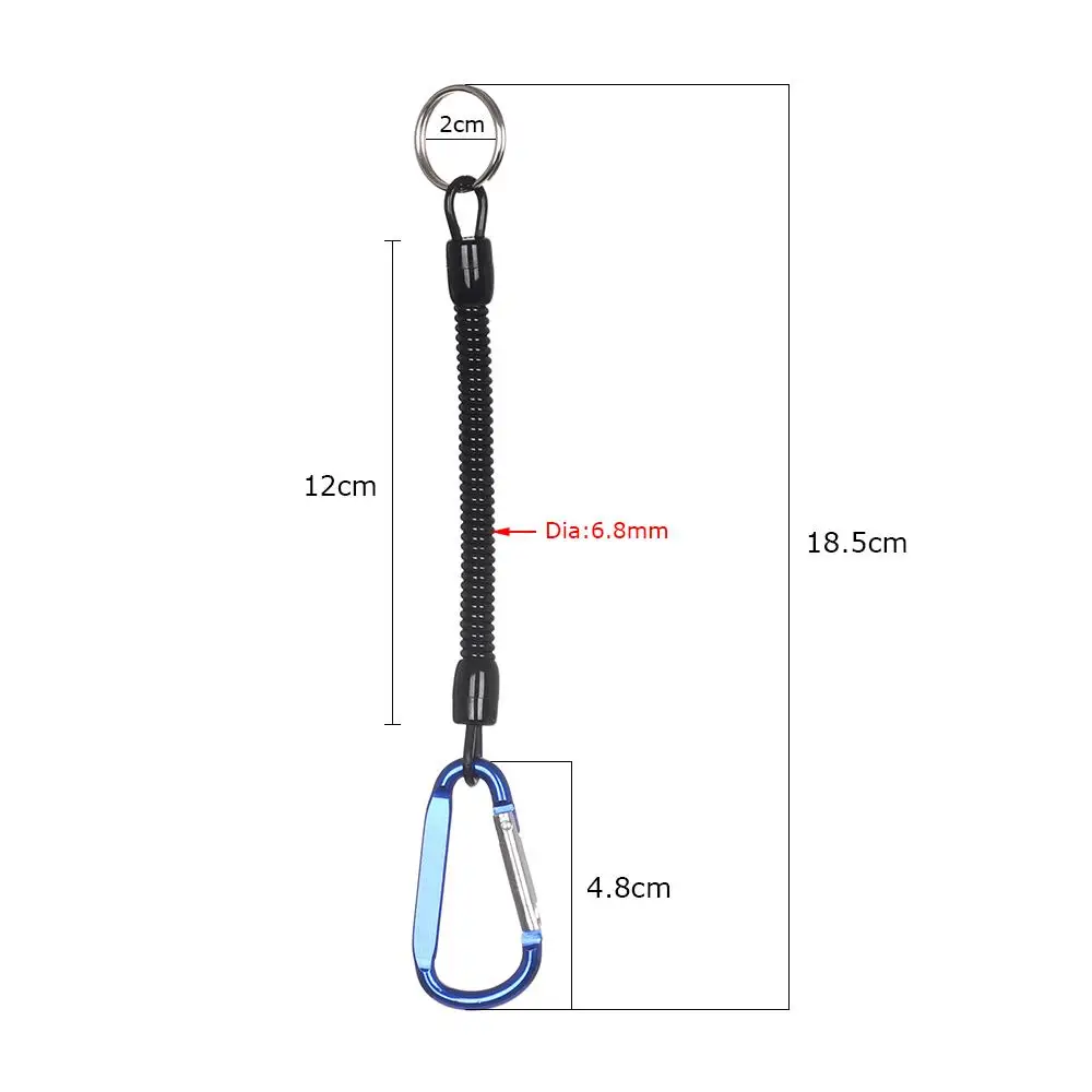 Retractable Tether Security Gear Tool Spring Elastic Rope Portable Fishing Lanyards Anti-lost Phone Keychain Camping Carabiner