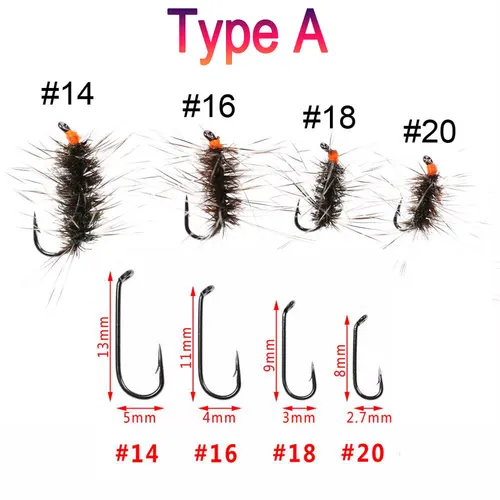 Imagen 2 del producto Bimoo 6 uds Natural Grizzly Hackle Griffith's Gnat con púas mosca seca Grayling trucha Señuelos de pesca cebos tamaño # 14 # 16 # 18 # 20
