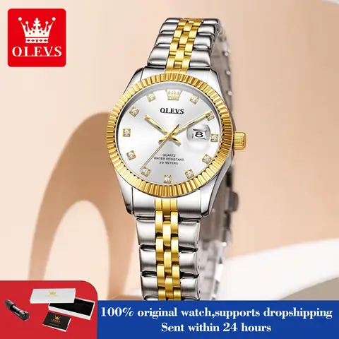 OLEVS 3705 Woman Watch 30M Waterproof Date Quartz Watch For Women High Hardness Mirror Diamond Scale Luxury Ladies Hand Clock