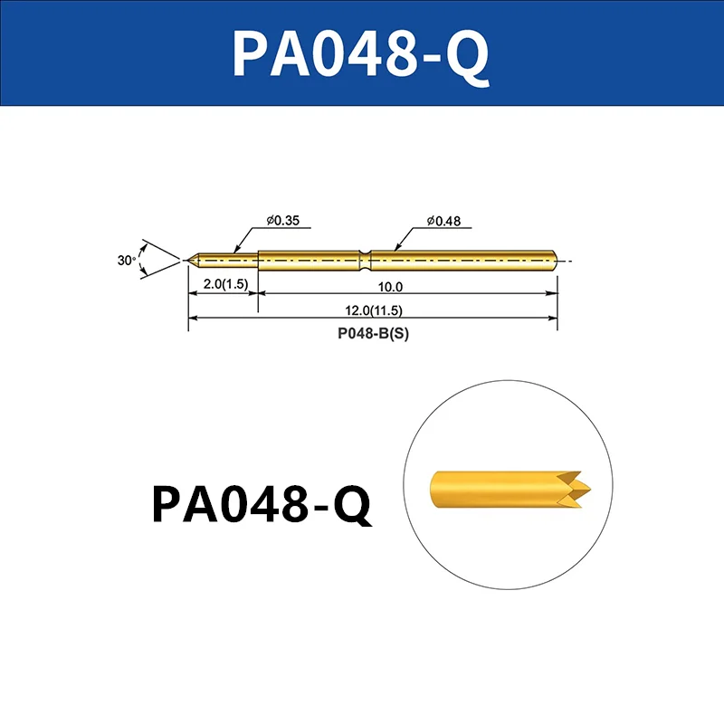 20/100PCS Spring Test Probe PA048-Q1 Four Clawed Plum Blossom Head Outer Diameter 0.48mm Total Length 12mm PCB Pogo Pin