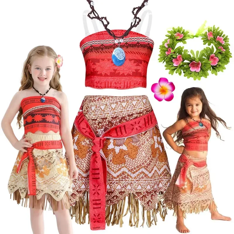 Conjunto de Disfraz de Aventurera Tribal Oceánica para Niñas, Vestido Cómodo para Cosplay, Halloween, Cumpleaños, Carnaval, Fiesta de Rol Infantil