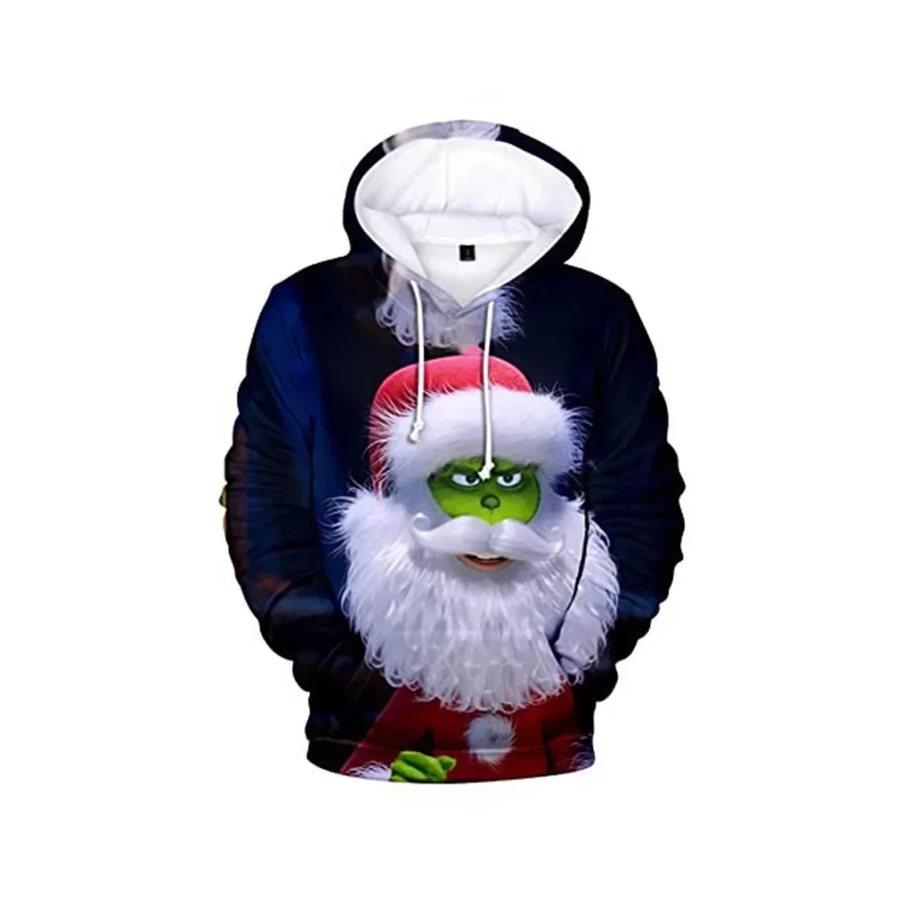 Christmas Collection Children\'s Sweater Green Fur Monster Grinch Santa Claus Cos Children\'s Clothing Pullover Boys and Girls 3-1