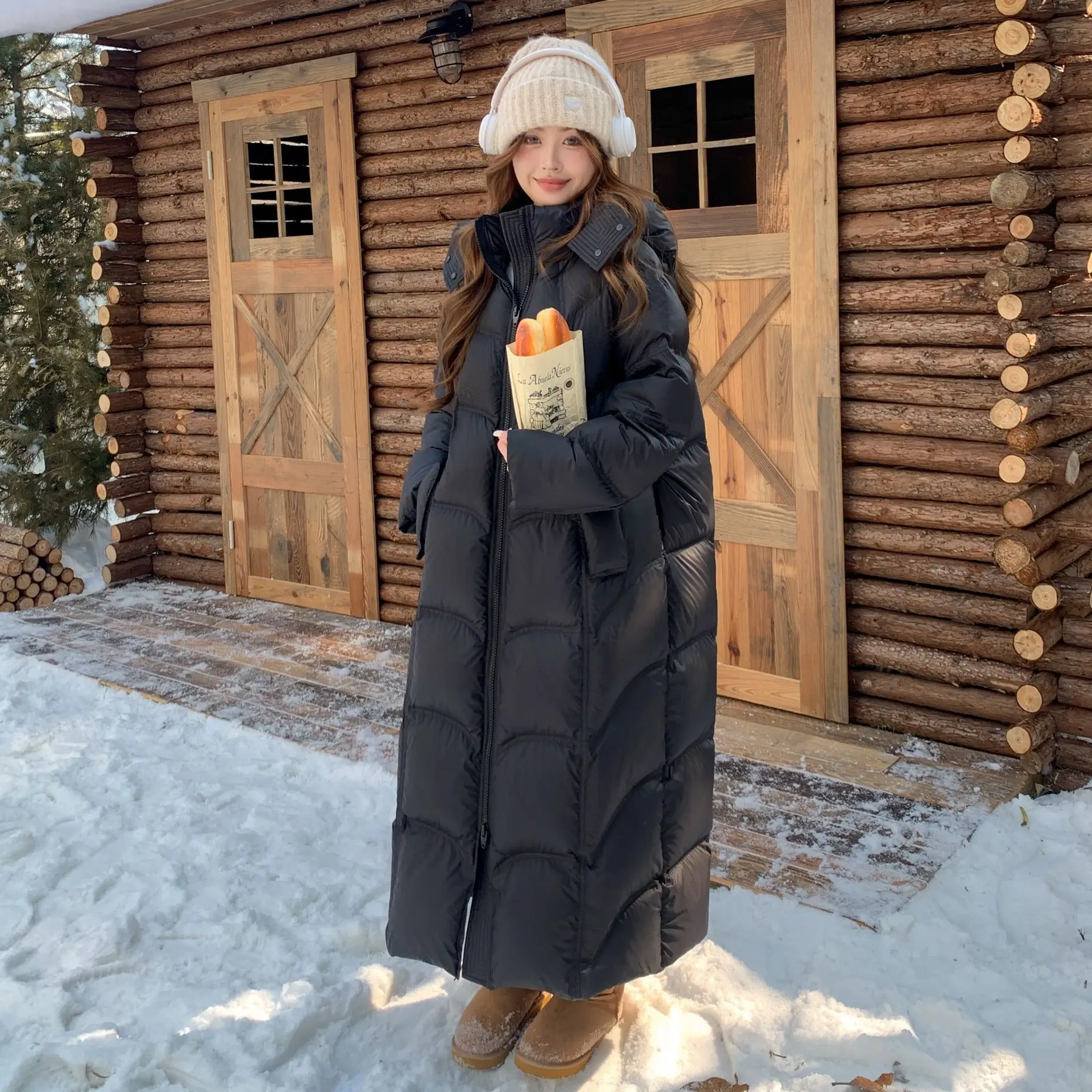 2025年冬新作 レディース ダウンジャケット 通勤用 フード付き ロングパーカー ダウンジャケット