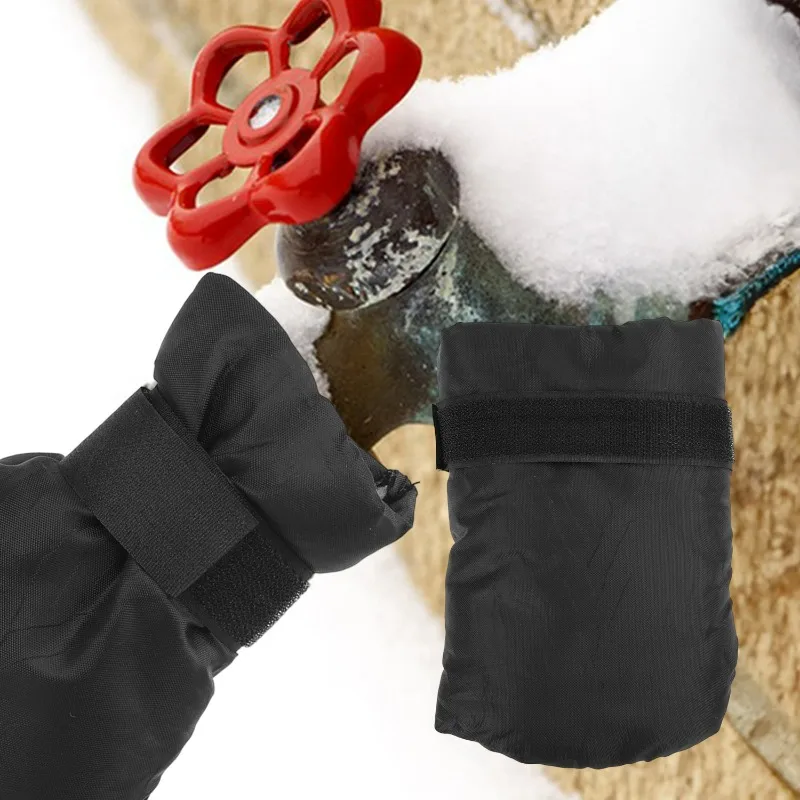 10/1x 蛇口カバー不凍液ホースビブ水栓プロテクター再利用可能な冬屋外霜黒保護カバーアクセサリー