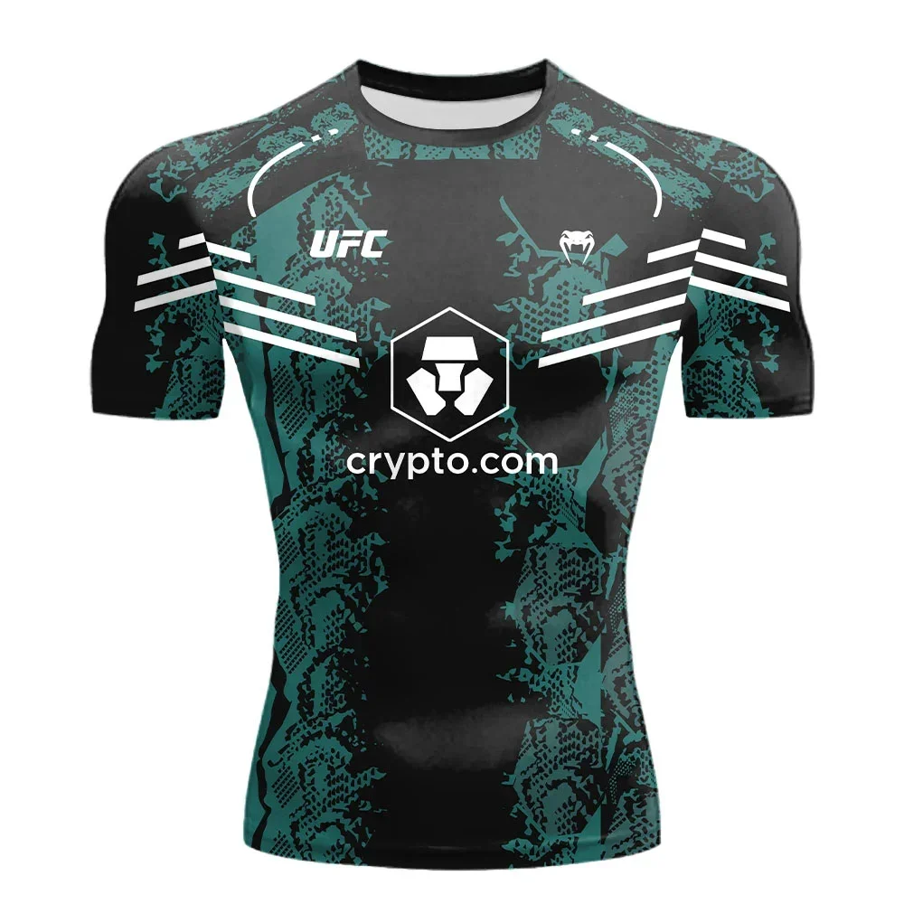 تي شيرت UFC جديد بأكمام قصيرة لصيف 2025: بدلة تدريب أوروبية كبيرة الحجم، مثالية للتجفيف السريع وتنفس