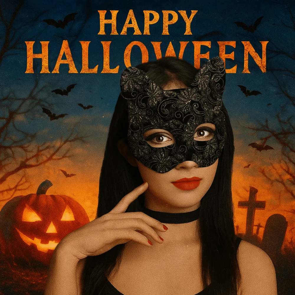 

Cute Plastic Cat Face Masks Flower Shining Halloween Masquerade Mask Animal Black Half Face Mask Women