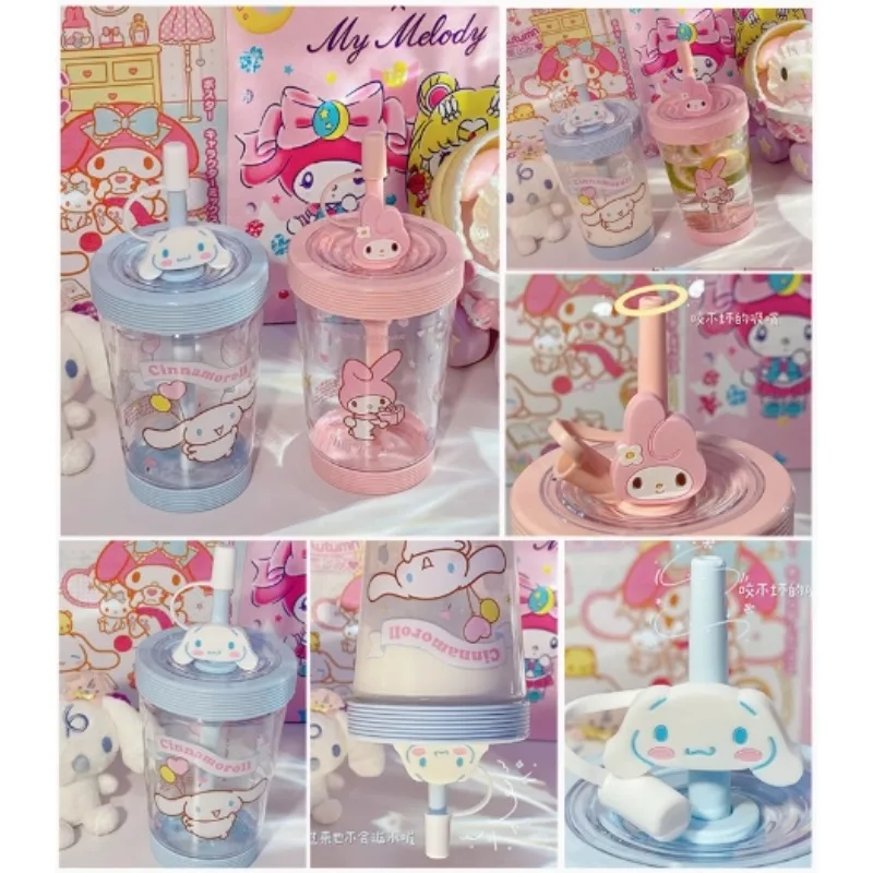 

Sanrio My Melody Sippy Cup Студенческая прозрачная бутылка для воды Контейнер для напитков Прочная основа с защитой от падения Детский подарок для уличного использования