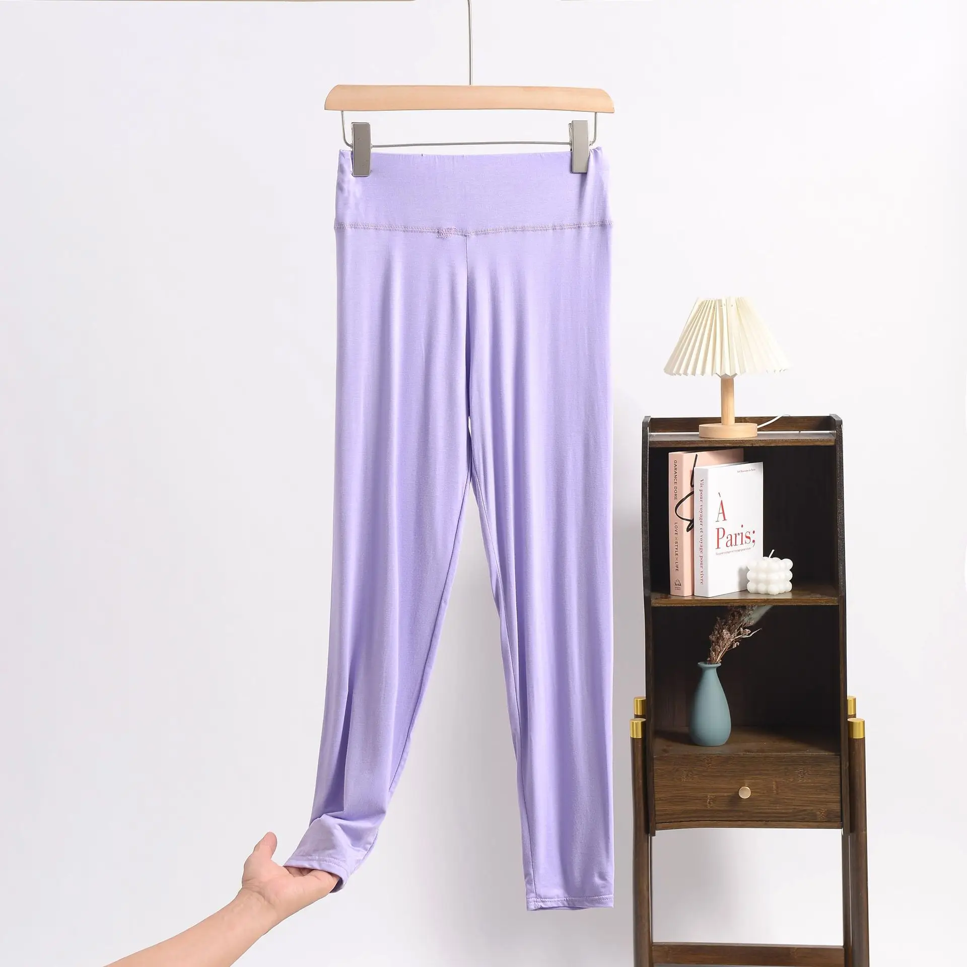 PLUS ขนาดฤดูร้อน Modal กางเกงขายาวเอวสูง Tummy Control Shaping Capris ยืดกว้างข้อเท้า-ความยาวกางเกงกีฬาโยคะ
