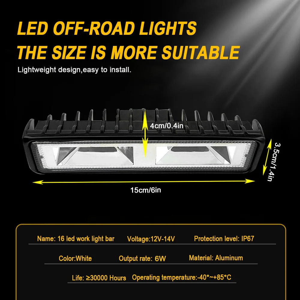 1Pcs Car Work Light LED Bar 16smd  LED Worklight Bar Offroad SUV ATV Tractor Boat Trucks Excavator 12V led Combo Beam view 2