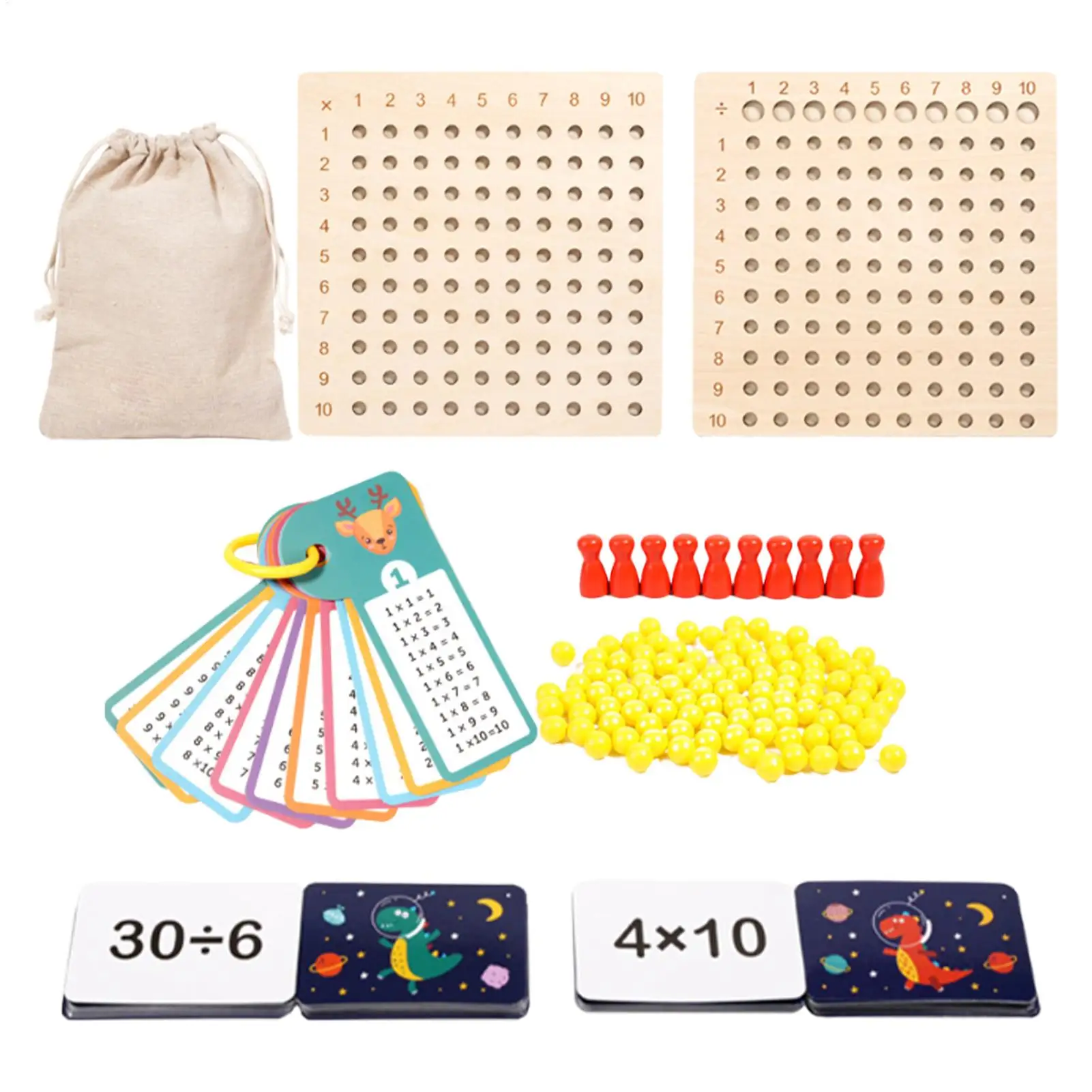 Multiplication Board Montessori Math Manipulative Preschool Learning Toy Table Board Game for Kids Home Classroom Birthday Gift