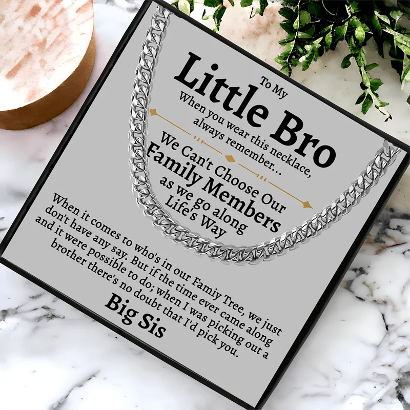 Cuban Chain Link Necklace Gift Set for Brother - Birthday Christmas New Year & Graduation Present with Greeting Card