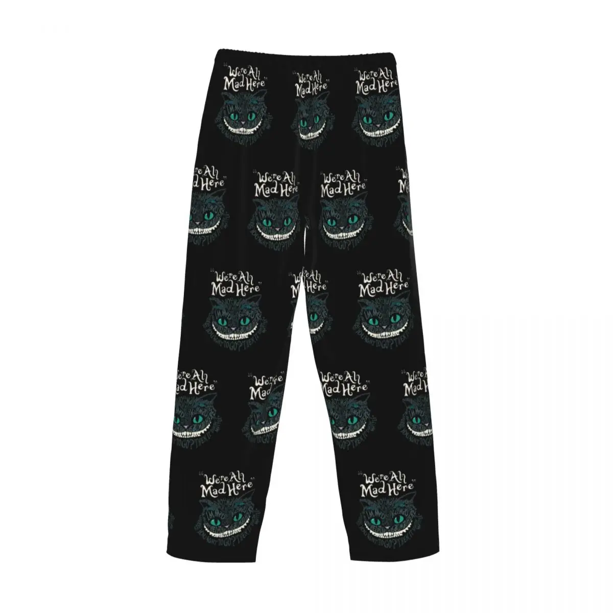 Pantalones de pijama de gato de Cheshire personalizados para hombre con estampado de Alice, somos todos locos aquí, ropa de dormir para dormir en el país de las maravillas, pantalones con bolsillos