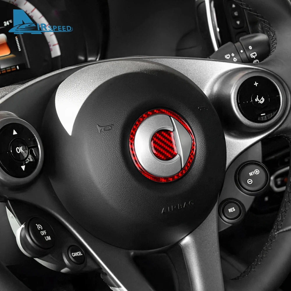 Real Soft Carbon Fiber Steering Wheel Trim Sticker For Mercedes Benz Smart 453 Fortwo/Forfour 2016 2017 2018 2019 2020 2021-2024