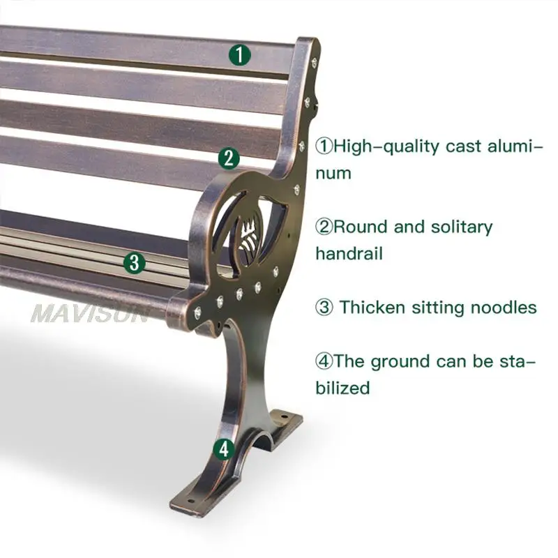 สวน Backyard Bench โลหะ Bronze Park Wrought Iron เก้าอี้อลูมิเนียม Lounge เก้าอี้ระเบียงสวน Bench