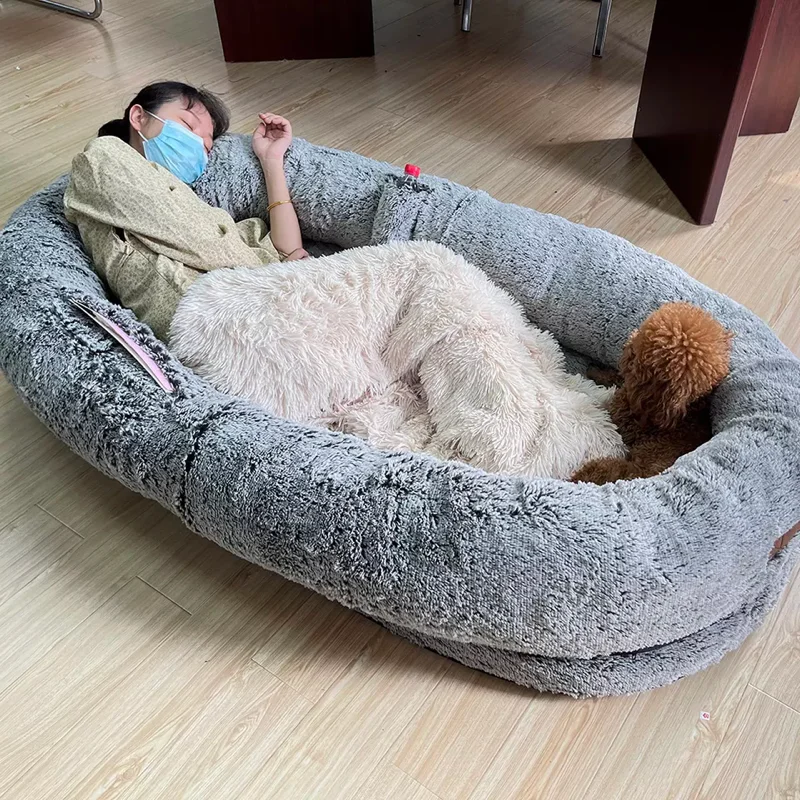 Wholesale Soft Plush PP Fiber Safety Orthopedic Memory Foam XXL Giant Human Size Dog Pet Bed