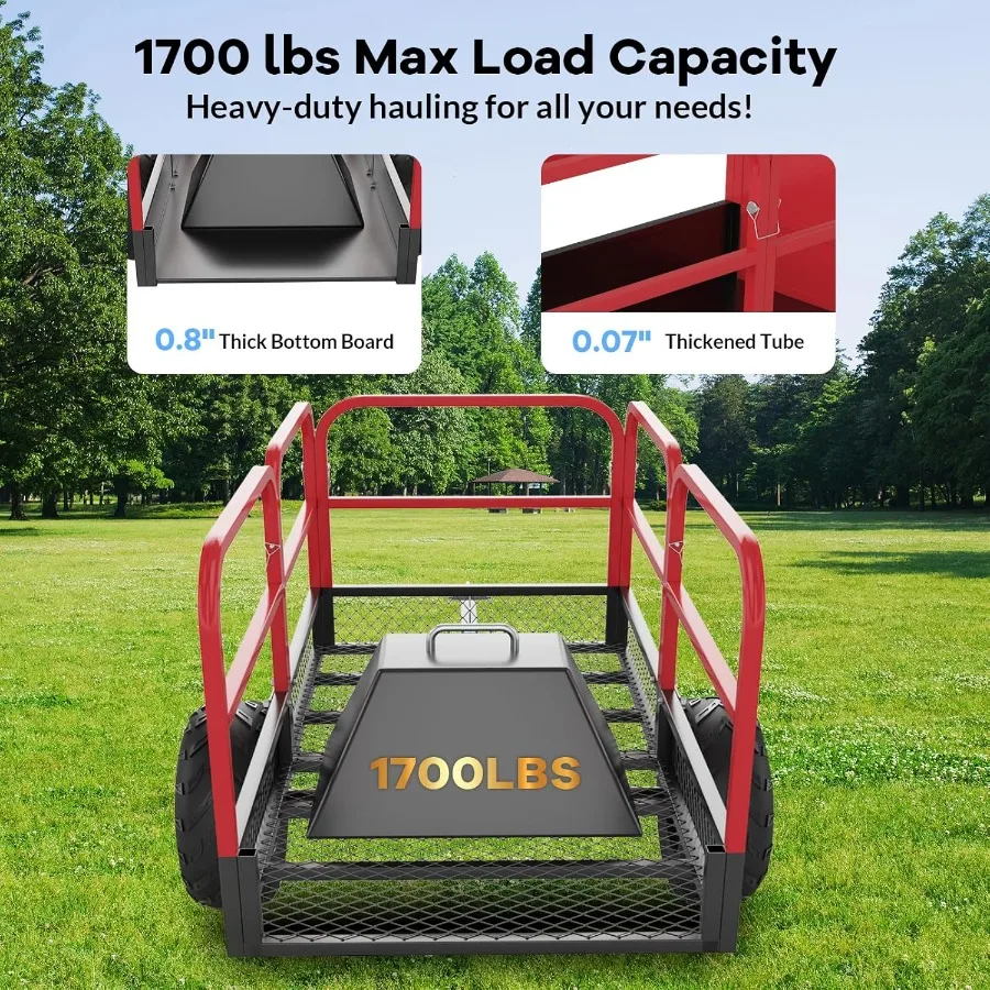 مقطورة فائدة مقطورة ATV شديدة التحمل 1700 رطل 17 قدم مكعب جزازة العشب مقطورة ساحة حديقة مقطورة مع جوانب قابلة للإزالة ATV Du