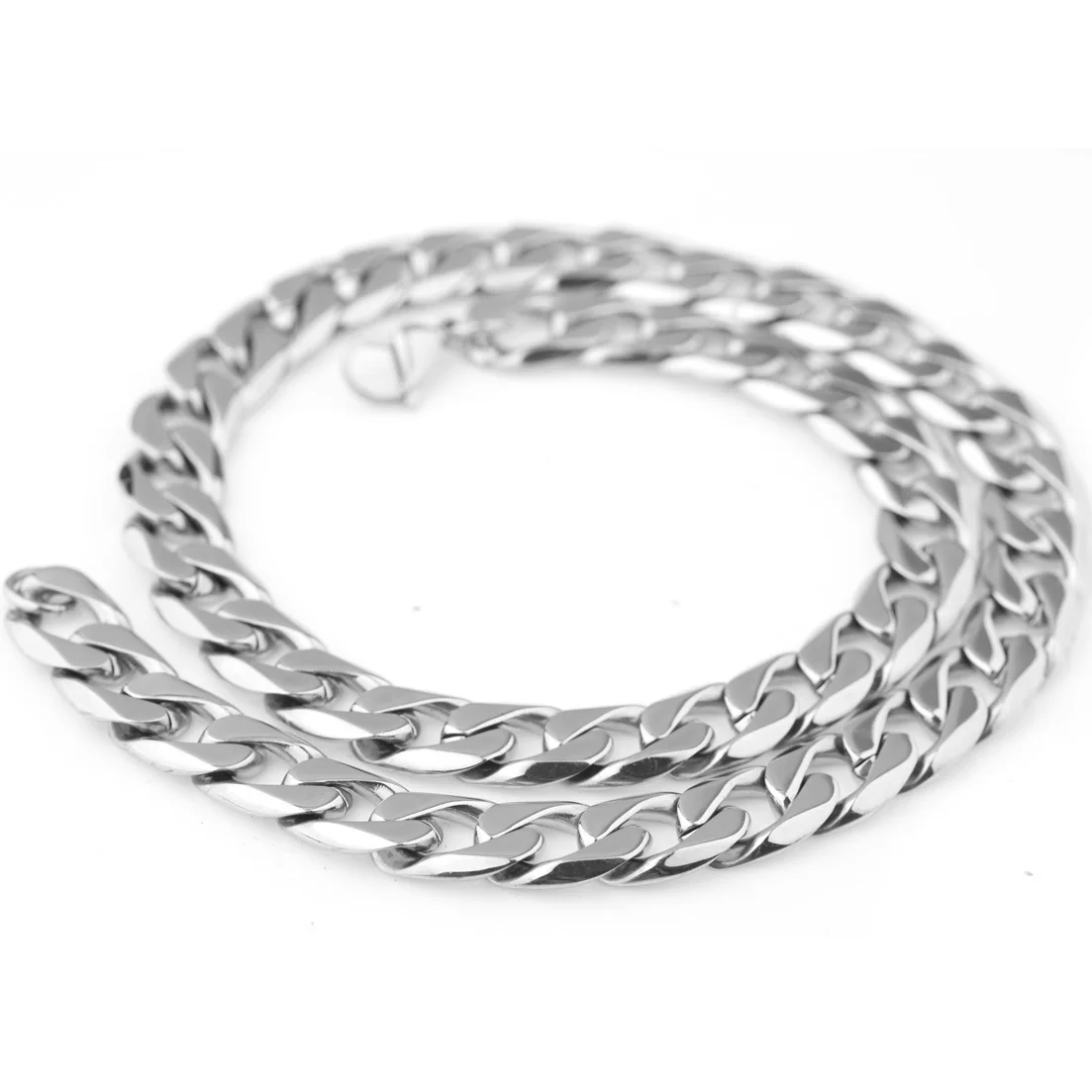 High Quality Silver Color Stainless Steel Men Chains Necklace Jewelry Curb Cuban Chains 18mm Wide Gift 7\