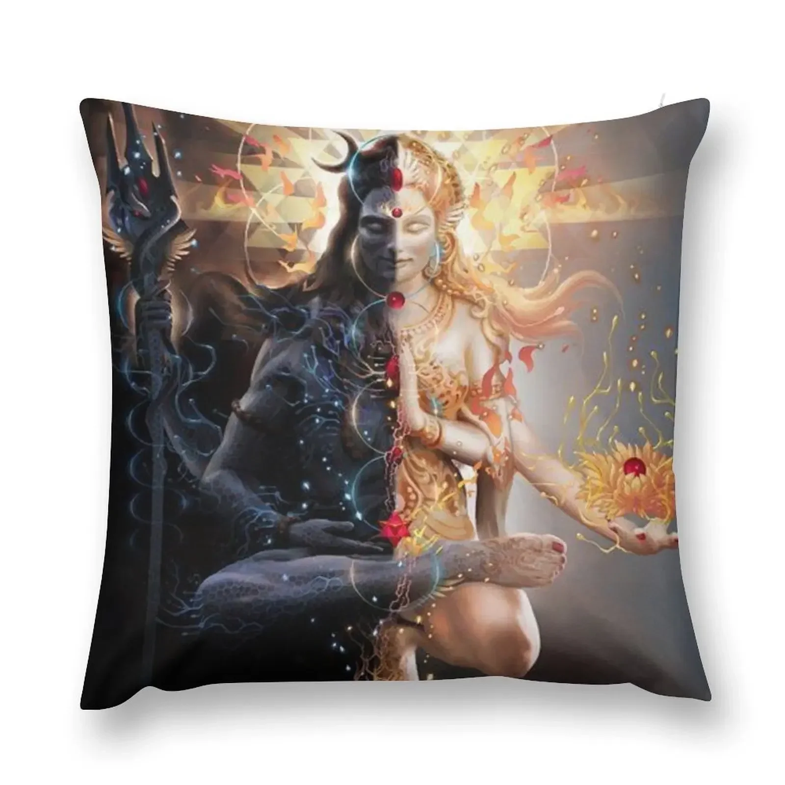 

Shiva and Parvati (Masculine and Feminine) Shakti Throw Pillow home decor items Sofa Pillow Cover pillow