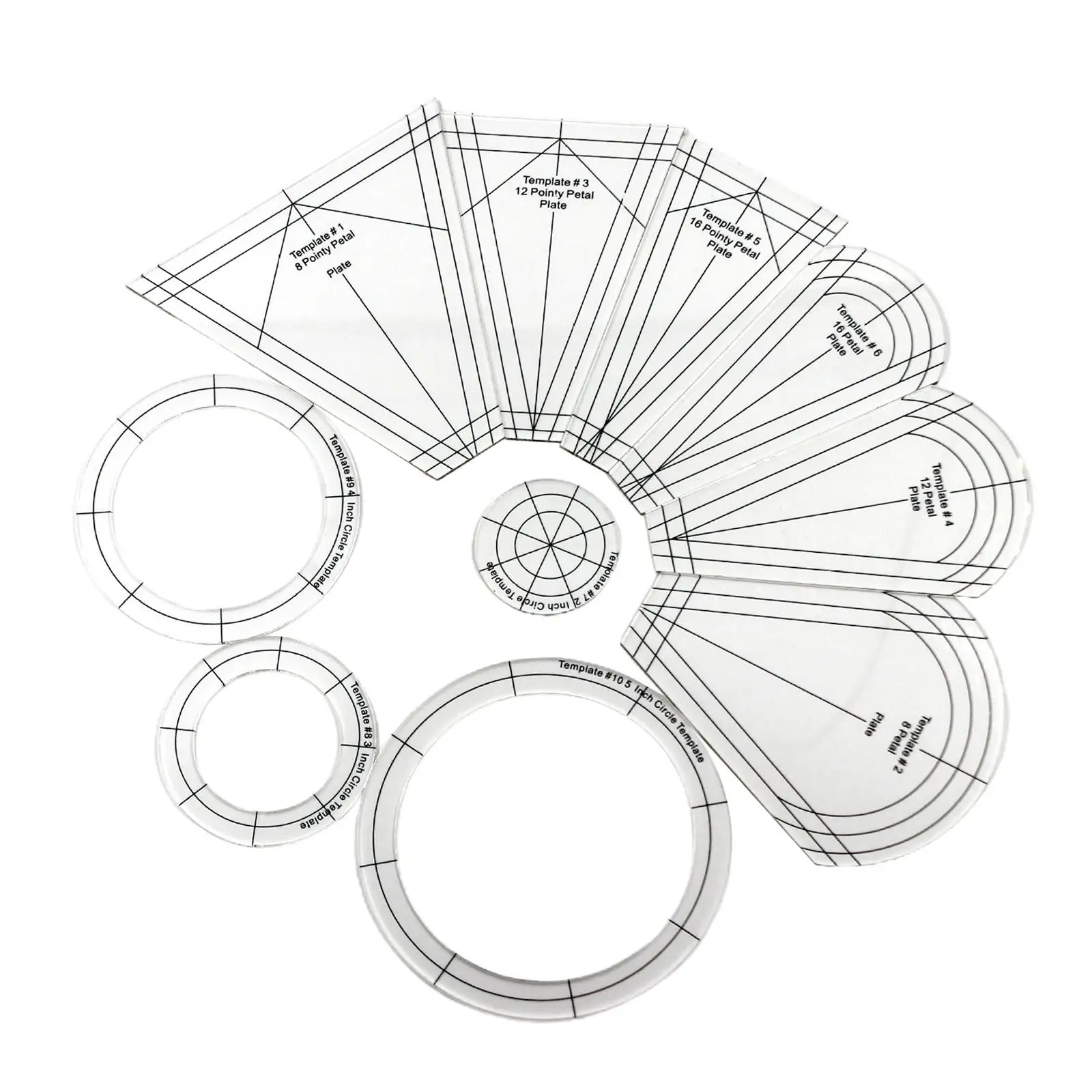 Clear Quilting Template Patchwork Ruler Dresden Plate Template for Domestic Sewing Machine Parts Drawing Sewing Supplies