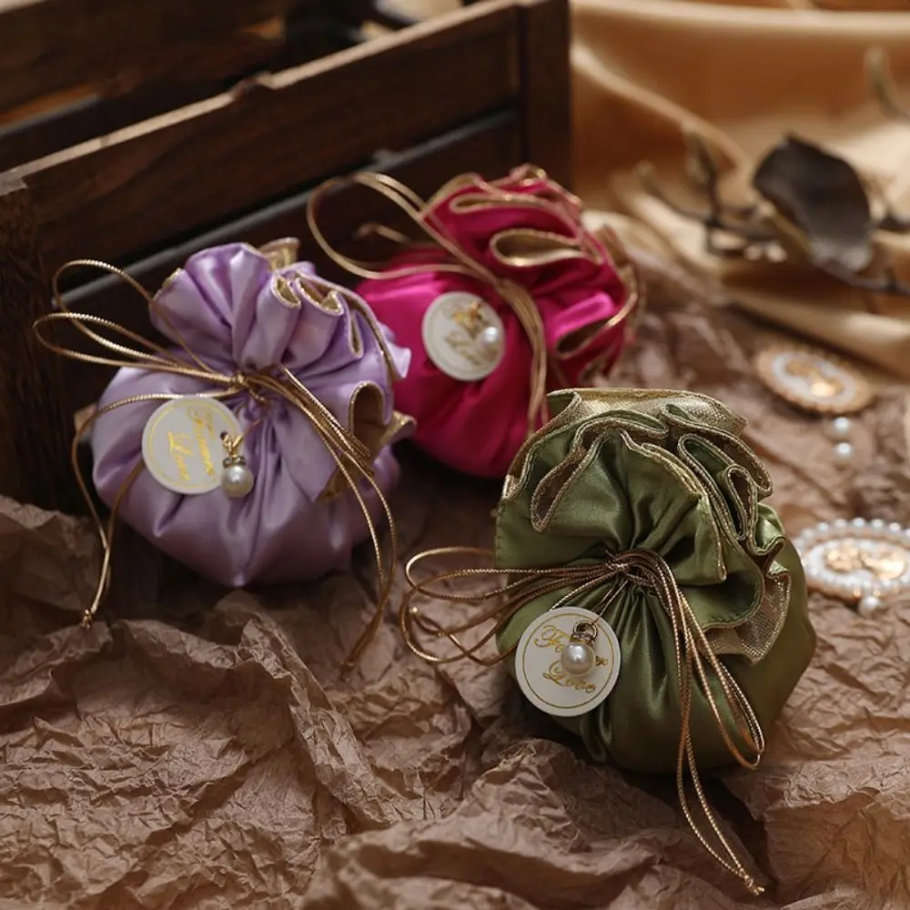 4Pcs Mini Portable Candy Packaging Bags Exquisite Chinese Style Drawstring Bag Creative Light Luxury Gifts Wrapping Box Festival