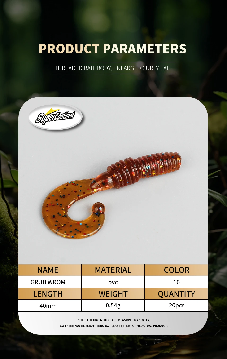 Supercontinent Power Mace 4cm Grub Weichköder Grub-Wurm Künstlicher Köder Wobbler Swimbait für Barsch und Forelle – Detail 2