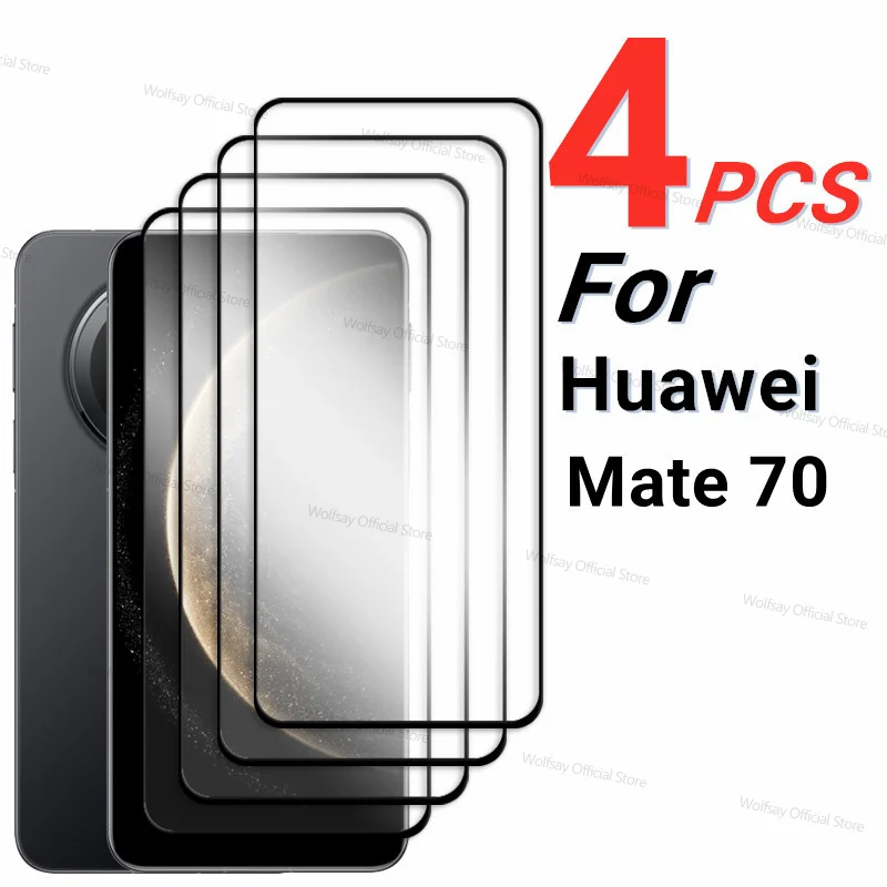 2/4PCS Tempered Glass For Huawei Mate 70 Screen Protector Huawei Mate 70 Glass Full Glue Protective Phone Film Huawei Mate 70