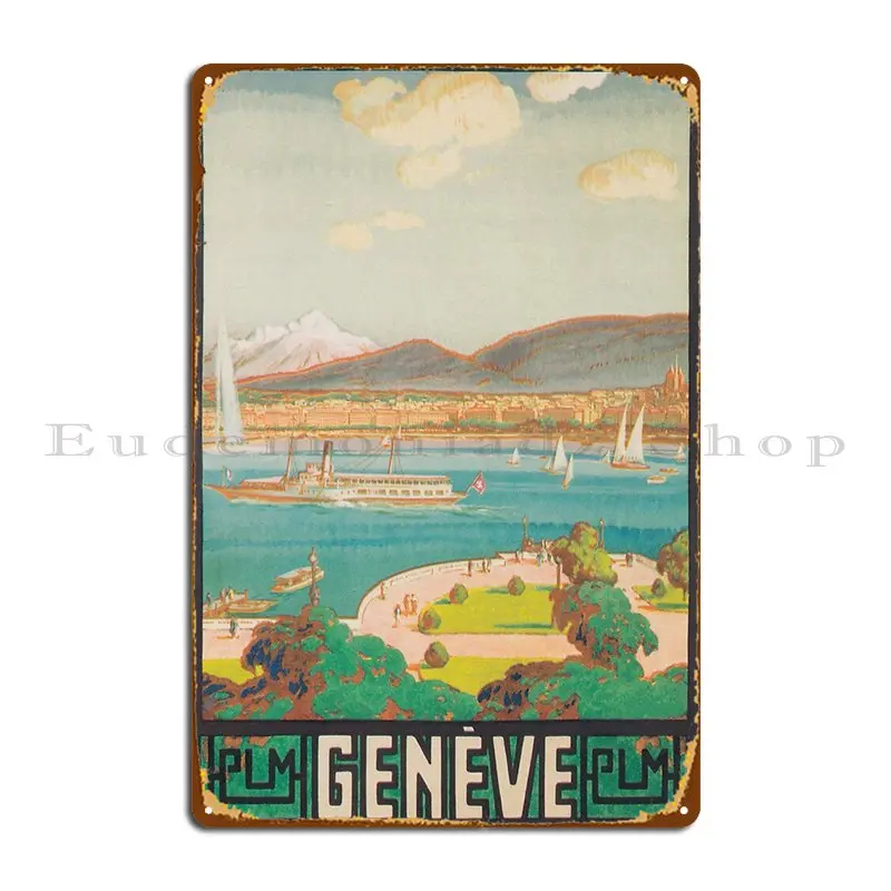 Geneva Switzerland Vintage Travel Poster Metal Plaque Poster Decoration Bar Bar Cinema Create Tin Sign Poster