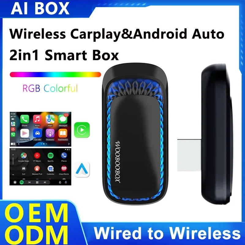 NEW Wired to Wireless CarPlay&Android Auto Adapter for OEM Plug and Play 2in1 Smart Box Support Netflix For Mazda Toyota Volvo