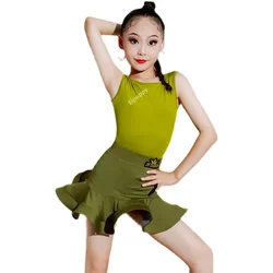 Child Latin Dance Training Clothes Girls Performance Clothes Ballroom Salsa Tango Cha Cha Skirt Kid Latin Dance Dress Women Suit